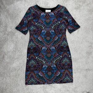 Nicole Miller Floral Mini Dress Y2K Paisley Retro Academia Boho Hippie Fairy
